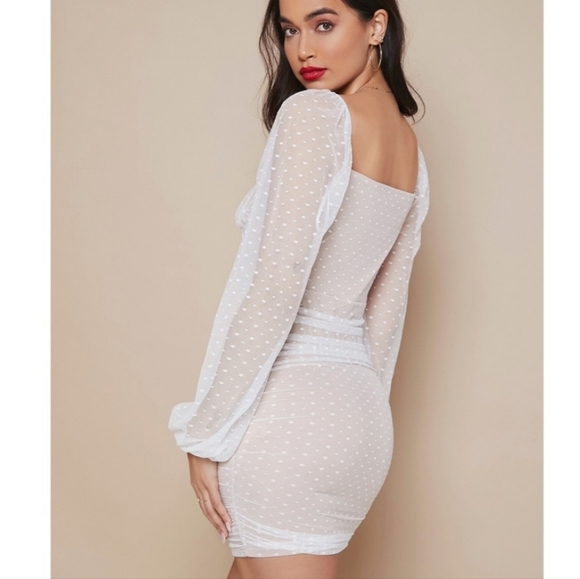 White on nude mini dress - Picture 2 of 4